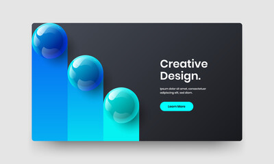 Modern 3D balls magazine cover concept. Colorful landing page vector design layout.