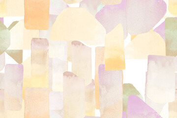 Watercolor Blocks Pattern. Pastel Colors Geo