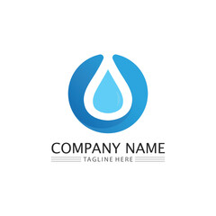 wave icon and water drop vector illustration design logo business
