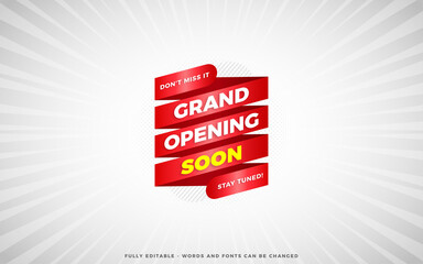 Grand opening sale poster, sale banner design template with 3d editable text effect