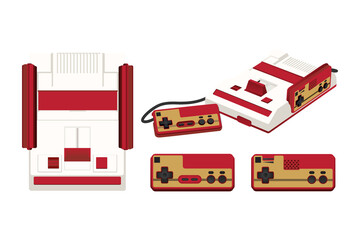 retro console game element vector play flat element 80s controller gaming. © boingz