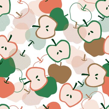 Fresh Apple Orchard Vector Graphic Art Seamless Pattern © F-lin