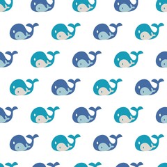 Cute Whale Family Vector Graphic Cartoon Art Seamless Pattern