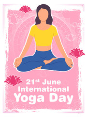woman doing asana and meditation practice for International Yoga Day on 21st June