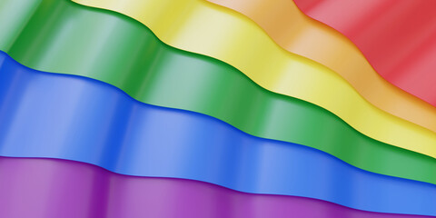 Abstract rainbow stripe background, texture. Wavy line lgbt gay symbol. 3d render