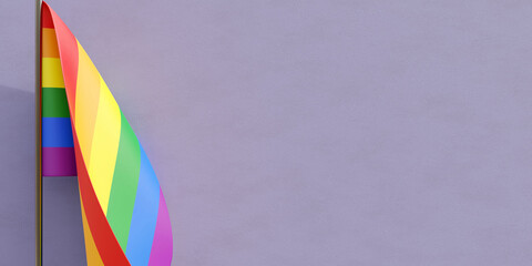 LGBT Gay pride sign symbol template. Rainbow color flag, copy space. LGBTQ community. 3d render