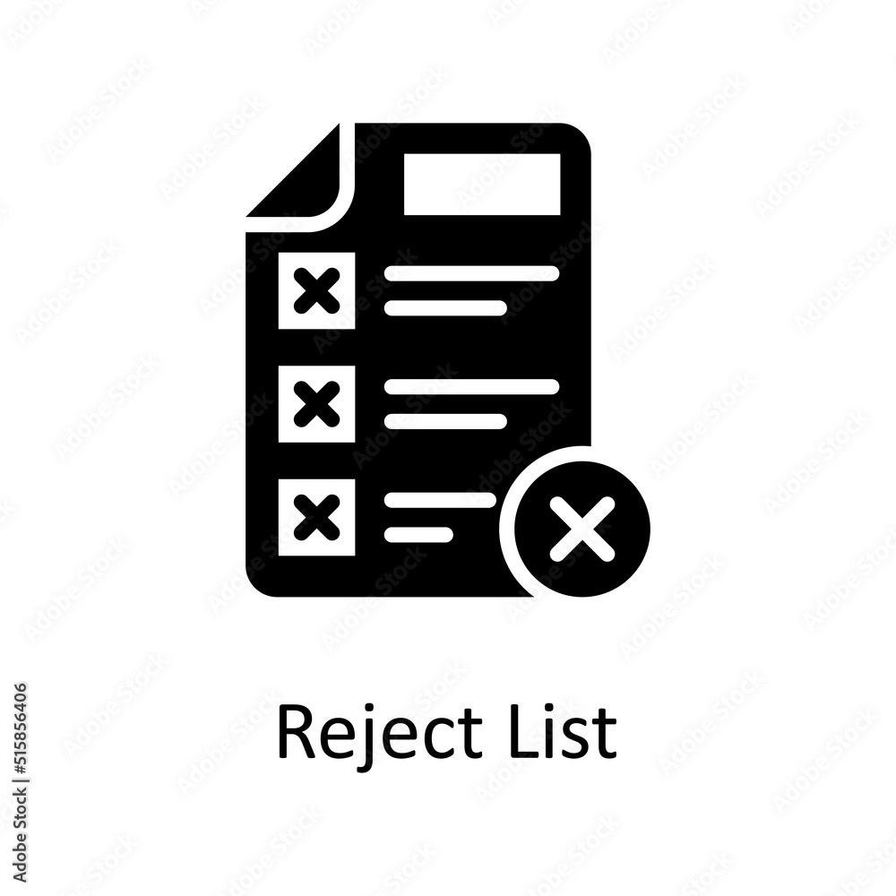 Poster reject list vector solid icon design illustration. project managements symbol on white background ep