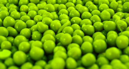 wet green peas, closeup shallow dof