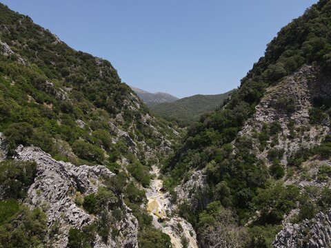 Aerial View Of Vothnes Natural Pools, Of Keramitsa Village, Greece, Epirus, Thesprotia