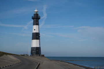 Breskens. Lighthouse "Nieuwe Sluis" near the town of Breskens in the province of Zeeland, Netherlands.