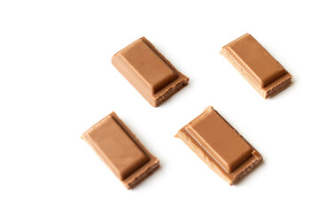 Ounce of chocolate on white color background
