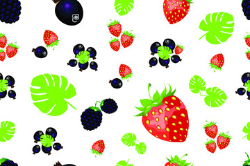 seamless pattern fruits illustration style on white background