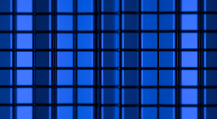 Abstract cubes background into blur.. Abstract blue metallic cubes top view for design or with blurred banner background.3d render.