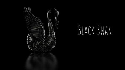 Rare black swan event theory concept illustration on in 8k studio. 3D illustration render. 