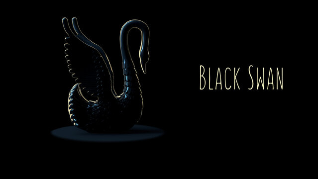 Rare Black Swan Event Theory Concept Illustration On In 8k Studio. 3D Illustration Render. 