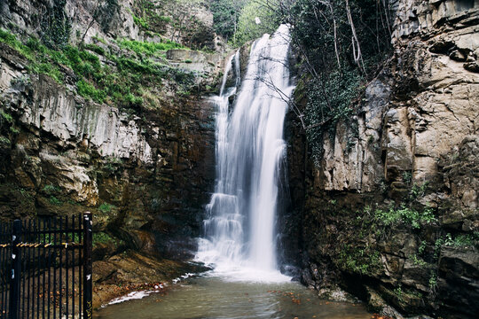 Waterfall in the National Botanical Garden of Georgia. High quality photo