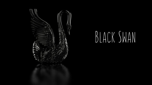 Rare Black Swan Event Theory Concept Illustration On In 8k Studio. 3D Illustration Render. 