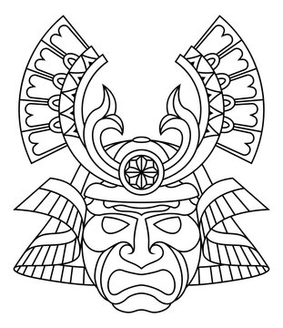 recommend clip art: Samurai Mask Japanese Warrior Helmet Illustration