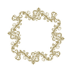 luxury gold floral label frame with damask pattern