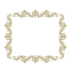Fototapeta na wymiar luxury gold floral label frame with damask pattern