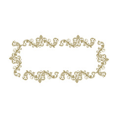 luxury gold floral label frame with damask pattern