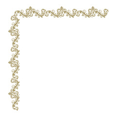 luxury gold floral label frame with damask pattern
