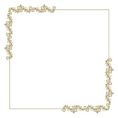 luxury gold floral label frame with damask pattern
