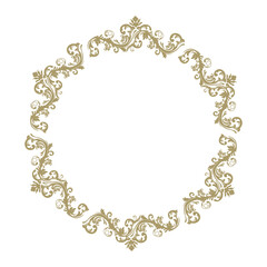 luxury gold floral label frame with damask pattern