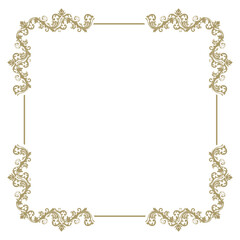 luxury gold floral label frame with damask pattern