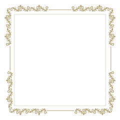 luxury gold floral label frame with damask pattern