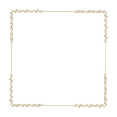 luxury gold floral label frame with damask pattern