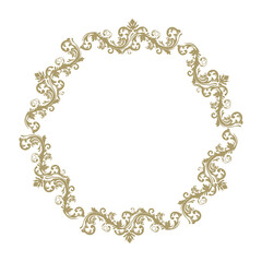 luxury gold floral label frame with damask pattern