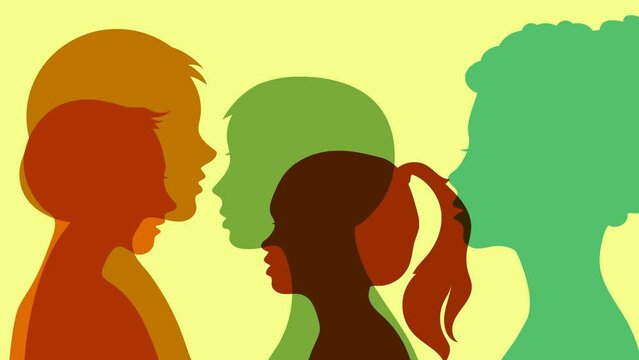 Parents and children. Animation of a human silhouette.
 Family, adolescent psychology, family relations between relatives.