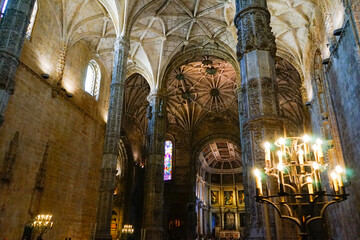 Naklejka premium Mosteiro dos Jeronimos inside view in Lisboa, Portugal