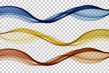 Smooth wave flow. Color wave. Set of abstract vector design elements.