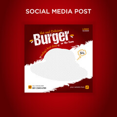 Hot and delicious fast food social media post