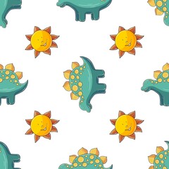 Cute funny dinosaur pattern. Print for cloth design, textile, wrapping paper