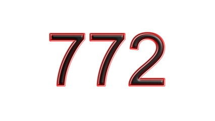 red 772 number 3d effect white background