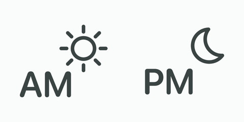 Am Pm vector icon isolated. Moon, sun, time icon vector