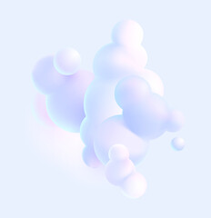 Fluid morphing balls on light background. Morphing blue blobs. Abstract vector spherical shapes.