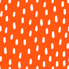 Materiał do szycia Orange seamless pattern with white spots.