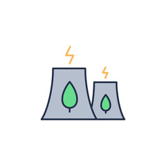 Nuclear reactor icon. Ecological energy. High quality coloured vector illustration.