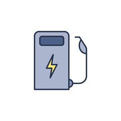 Electric vehicle charging station icon. High quality coloured vector illustration.