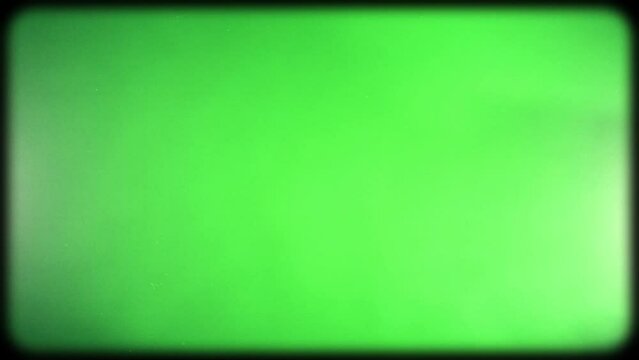 Light Leaks on Green Background. Effect of an old TV with a kinescope on a green screen. Rounded edges of the TV screen. Retro Overlay. Retro 80s, 90s.