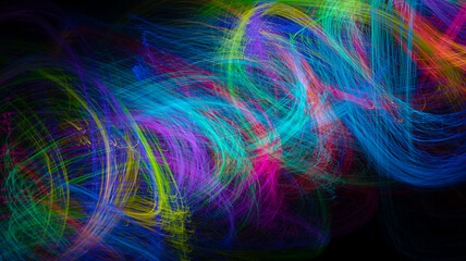 Colorful light trails with motion blur effect. defocused	
