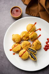 chocolate biscuit pakora, pakodas or fritters, creative Indian teatime snack