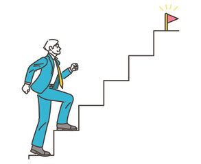 Male business person going up the stairs [Vector illustration].