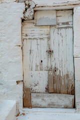 Old white wooden door