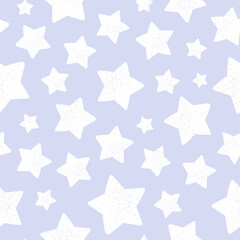 Blue seamless pattern with white stars.