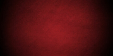 Old red Christmas grunge backdrop background texture. panoroma elegant classy dark red color with border grunge and distressed old paper parchment texture.
